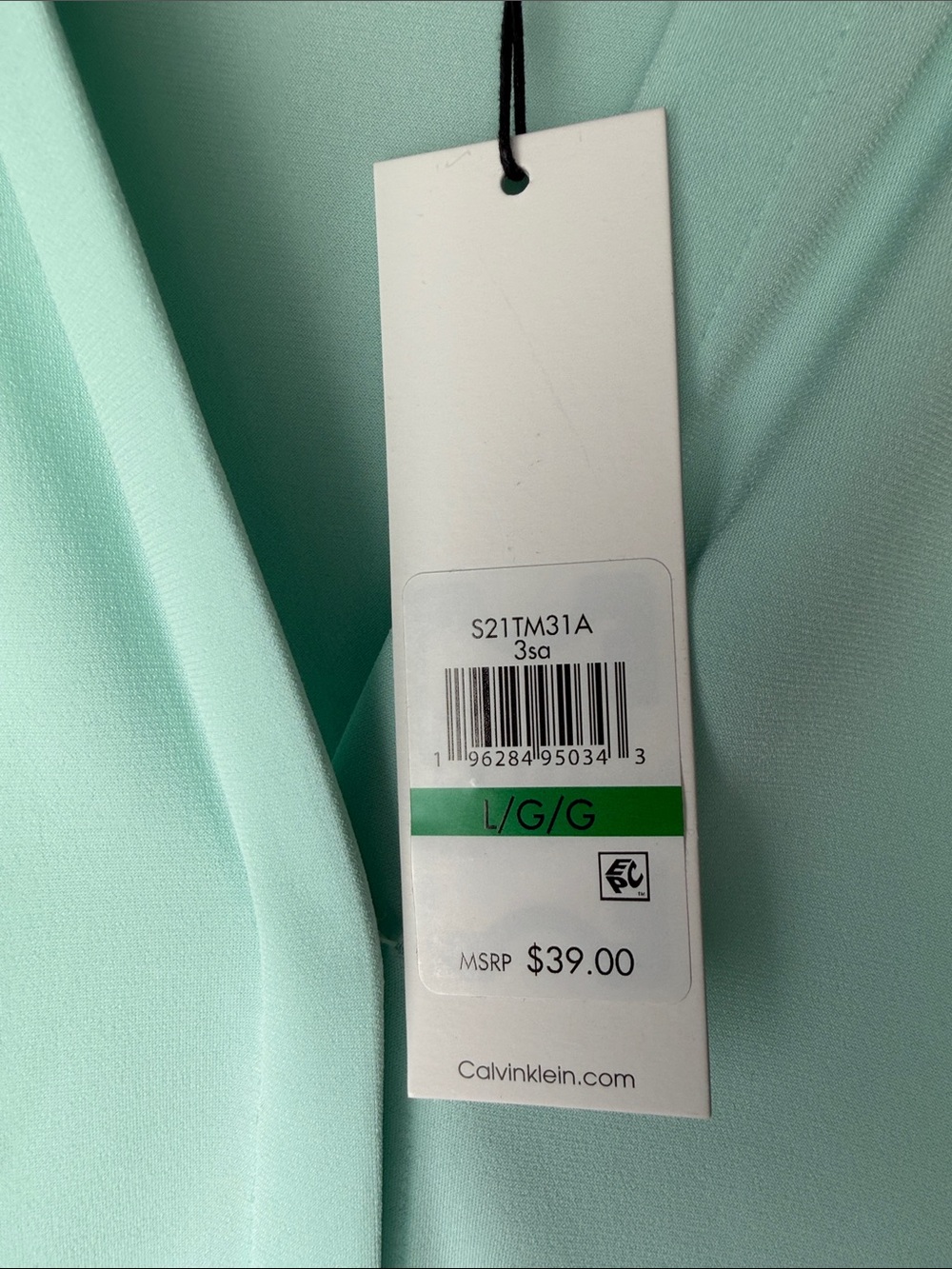 Calvin Klein Light Mint V-Neck Top - Picture 5 of 5